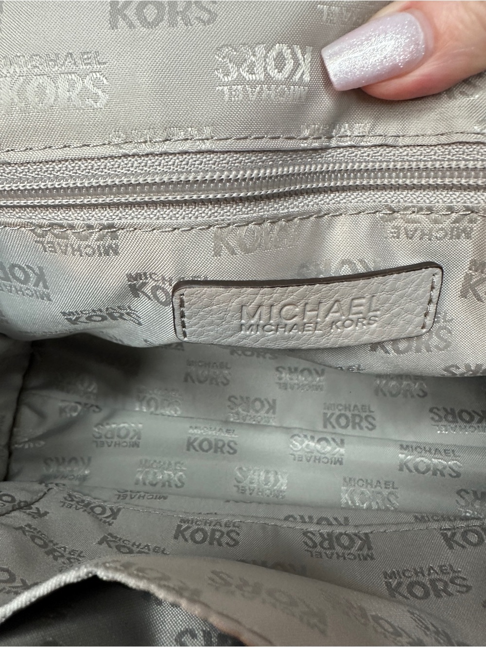 Michael Kors Pebbled Leather Crossbody Bag in Taupe Gray - Picture 9 of 10